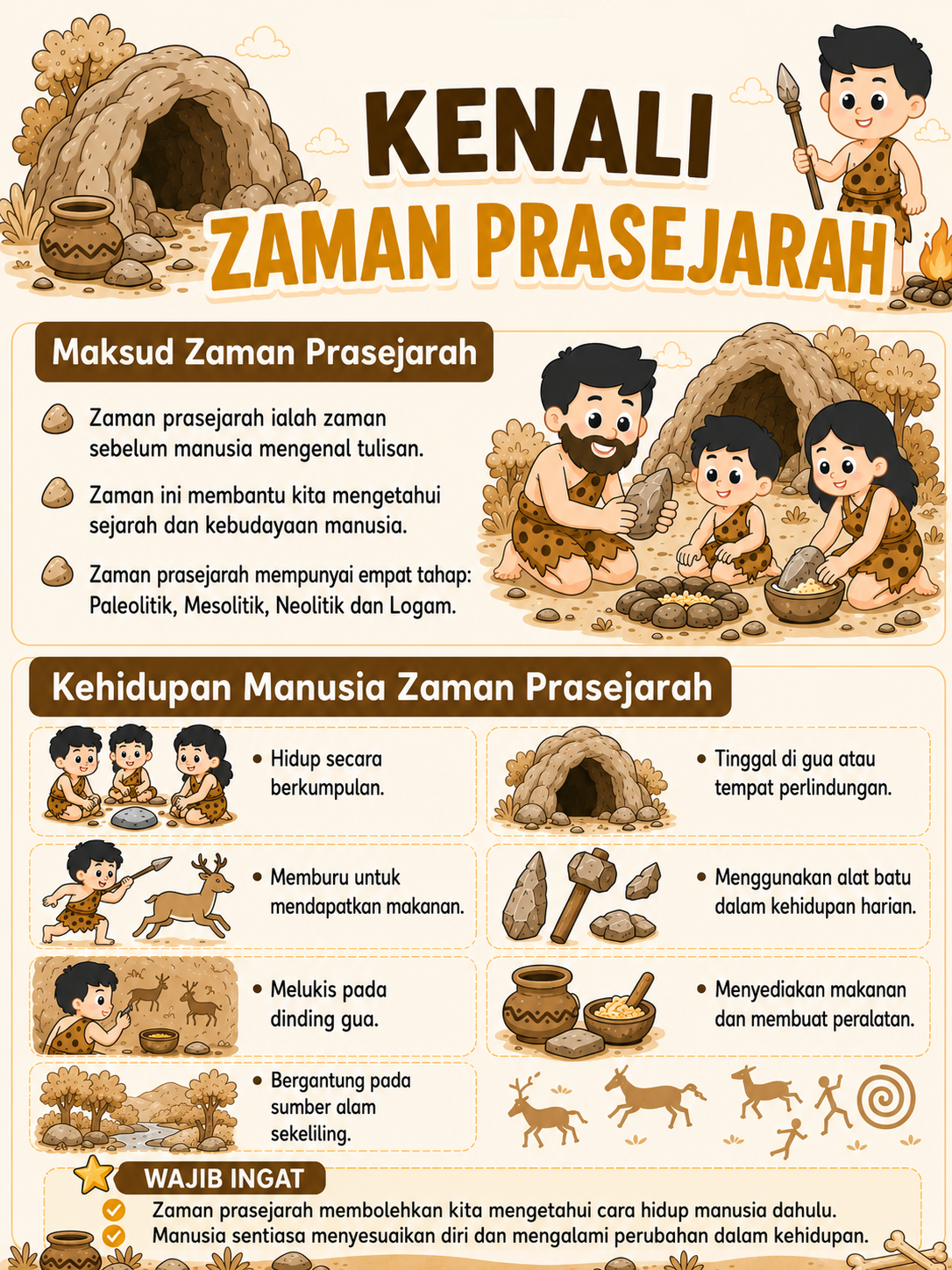 Infografik Maksud dan Kehidupan Zaman Prasejarah