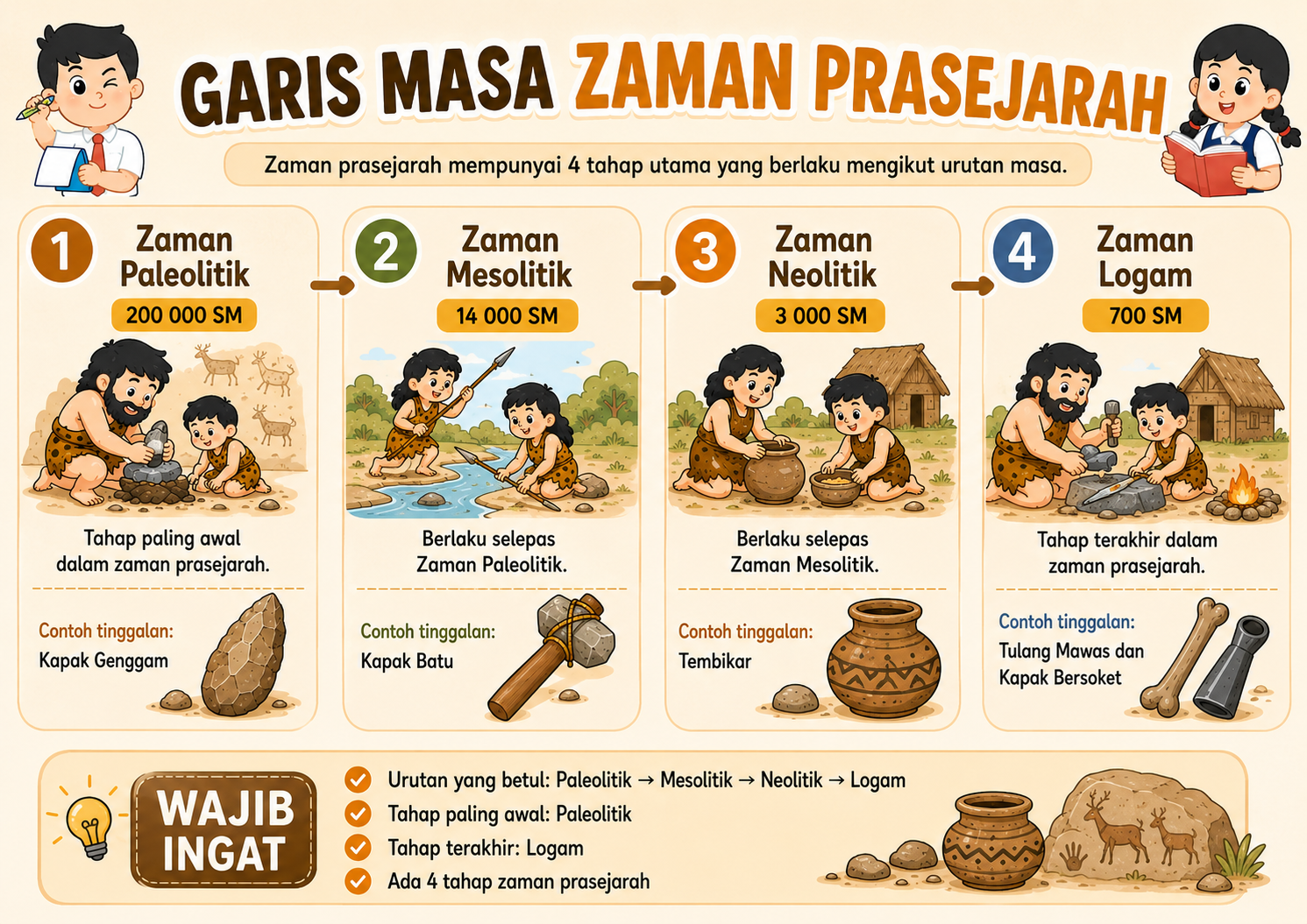 Infografik Garis Masa Zaman Prasejarah versi cetak